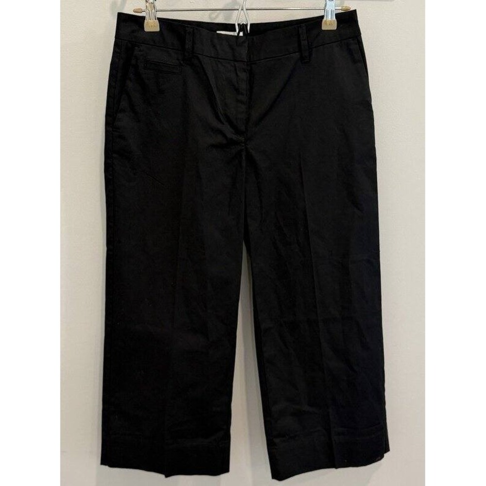 J Jill Versatile Cotton Stretch Sateen Wide Leg Pants Crop Solid Black New 6 Pet